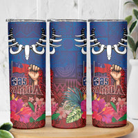 Proud of Samoa 685 Skinny Tumbler Ula Nifo and Hibiscus Tapa Tribal Pattern