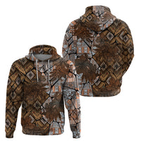 Fiji Masi Tapa Tribal Zip Hoodie Old Hibiscus Vintage Style LT03 - Polynesian Pride