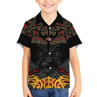 Custom New Zealand Rugby Family Matching Tank Maxi Dress and Hawaiian Shirt Black Fern Maori Tribal Pattern LT03 Son's Shirt Black - Polynesian Pride