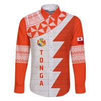 Custom Tonga Rugby Family Matching Off Shoulder Long Sleeve Dress and Hawaiian Shirt Ikale Tahi Ngatu Tribal Pattern Half Style LT03