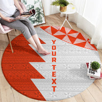 Custom Tonga Rugby Round Carpet Ikale Tahi Ngatu Tribal Pattern Half Style