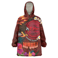 American Samoa Manulele Tausala Nu'uuli Wearable Blanket Hoodie Tatau Art Pattern with Tropical Plants
