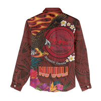 American Samoa Manulele Tausala Nu'uuli Women Casual Shirt Tatau Art Pattern with Tropical Plants