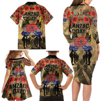 Australia and New Zealand ANZAC Day Family Matching Long Sleeve Bodycon Dress and Hawaiian Shirt Kangaroo and Kiwi Bird Soldier-Honor and Remember Vintage Style LT03 - Polynesian Pride