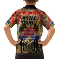 Australia and New Zealand ANZAC Day Family Matching Short Sleeve Bodycon Dress and Hawaiian Shirt Kangaroo and Kiwi Bird Soldier-Honor and Remember Vintage Style LT03 - Polynesian Pride