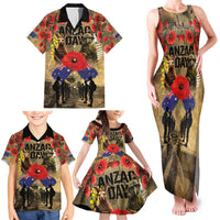 Australia and New Zealand ANZAC Day Family Matching Tank Maxi Dress and Hawaiian Shirt Kangaroo and Kiwi Bird Soldier-Honor and Remember Vintage Style LT03 - Polynesian Pride