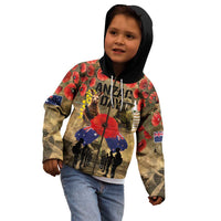 Australia and New Zealand ANZAC Day Kid Hoodie Kangaroo and Kiwi Bird Soldier-Honor and Remember Vintage Style LT03 - Polynesian Pride