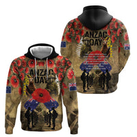 Australia and New Zealand ANZAC Day Zip Hoodie Kangaroo and Kiwi Bird Soldier-Honor and Remember Vintage Style LT03 - Polynesian Pride