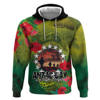 Cook Islands ANDAC Day Hoodie Honor and Remember Soliders-Forever in My Thoughts Grunge Style LT03 Pullover Hoodie Green-Yellow - Polynesian Pride