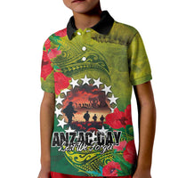 Cook Islands ANDAC Day Kid Polo Shirt Honor and Remember Soliders-Forever in My Thoughts Grunge Style