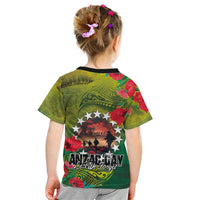 Cook Islands ANDAC Day Kid T Shirt Honor and Remember Soliders-Forever in My Thoughts Grunge Style