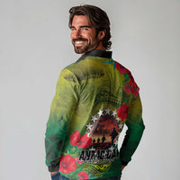 Cook Islands ANDAC Day Long Sleeve Polo Shirt Honor and Remember Soliders-Forever in My Thoughts Grunge Style