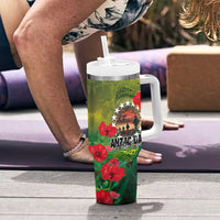 Cook Islands ANDAC Day Tumbler With Handle Honor and Remember Soliders-Forever in My Thoughts Grunge Style LT03 - Polynesian Pride