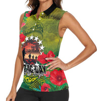 Cook Islands ANDAC Day Women Sleeveless Polo Shirt Honor and Remember Soliders-Forever in My Thoughts Grunge Style