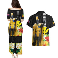 Hawaii King Kamehameha Day Couples Matching Puletasi and Hawaiian Shirt Kanaka Maoli Hibiscus Flower and Kakau Pattern LT03 - Polynesian Pride