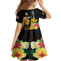 Hawaii King Kamehameha Day Family Matching Off The Shoulder Long Sleeve Dress and Hawaiian Shirt Kanaka Maoli Hibiscus Flower and Kakau Pattern LT03 - Polynesian Pride