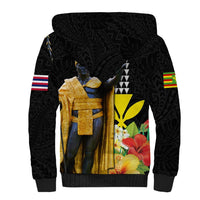 Hawaii King Kamehameha Day Sherpa Hoodie Kanaka Maoli Hibiscus Flower and Kakau Pattern LT03 - Polynesian Pride