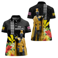 Hawaii King Kamehameha Day Women Polo Shirt Kanaka Maoli Hibiscus Flower and Kakau Pattern LT03 - Polynesian Pride
