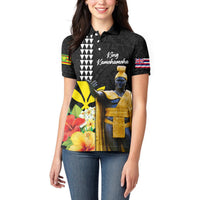 Hawaii King Kamehameha Day Women Polo Shirt Kanaka Maoli Hibiscus Flower and Kakau Pattern LT03 - Polynesian Pride