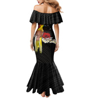 Papua New Guinea Remembrance Day Mermaid Dress Bird of Paradise Plumeria Flower and Polynesian Pattern LT03 - Polynesian Pride