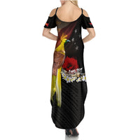 Papua New Guinea Remembrance Day Summer Maxi Dress Bird of Paradise Plumeria Flower and Polynesian Pattern LT03 - Polynesian Pride