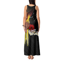 Papua New Guinea Remembrance Day Tank Maxi Dress Bird of Paradise Plumeria Flower and Polynesian Pattern LT03 - Polynesian Pride