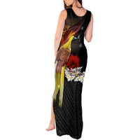 Papua New Guinea Remembrance Day Tank Maxi Dress Bird of Paradise Plumeria Flower and Polynesian Pattern LT03 - Polynesian Pride