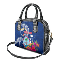 Personalised Guam Liberation Shoulder Handbag Latte Stone and Guahan Seal Jungle Flower