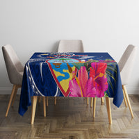 Personalised Guam Liberation Tablecloth Latte Stone and Guahan Seal Jungle Flower