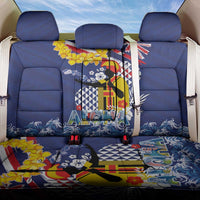 Hawaii King Kamehameha Day Back Car Seat Cover Lei Sea Waves Polynesian Tapa Pattern