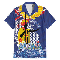 Hawaii King Kamehameha Day Family Matching Mermaid Dress and Hawaiian Shirt Lei Sea Waves Polynesian Tapa Pattern LT03 Dad's Shirt - Short Sleeve Blue - Polynesian Pride