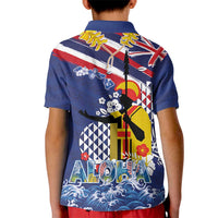 Hawaii King Kamehameha Day Kid Polo Shirt Lei Sea Waves Polynesian Tapa Pattern LT03 - Polynesian Pride