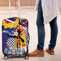 Hawaii King Kamehameha Day Luggage Cover Lei Sea Waves Polynesian Tapa Pattern LT03 Blue - Polynesian Pride
