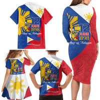 Philippines Independence Day Family Matching Long Sleeve Bodycon Dress and Hawaiian Shirt Araw ng Kalayaan Polynesian Sun and YAKAN Pattern LT03 - Polynesian Pride