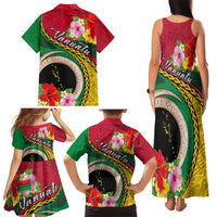 Vanuatu Tribal Boar Tusk Family Matching Tank Maxi Dress and Hawaiian Shirt Tropical Plants with Namele and Melanesian Pattern LT03 - Polynesian Pride