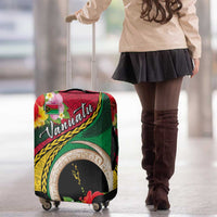 Vanuatu Tribal Boar Tusk Luggage Cover Tropical Plants with Namele and Melanesian Pattern
