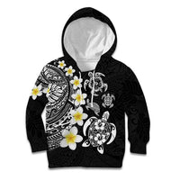 Hawaiian Plumeria Turtles Kid Hoodie Polynesian Art Tattoo LT03 Hoodie Black - Polynesian Pride