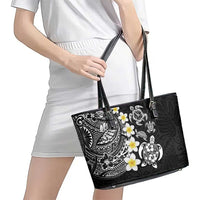 Hawaiian Plumeria Turtles Leather Tote Bag Polynesian Art Tattoo LT03 - Polynesian Pride