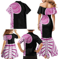 Samoan Art Tattoo Polynesian Pattern Family Matching Mermaid Dress and Hawaiian Shirt Pink Out Color LT03 - Polynesian Pride
