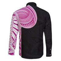 Samoan Art Tattoo Polynesian Pattern Family Matching Off The Shoulder Long Sleeve Dress and Hawaiian Shirt Pink Out Color LT03 - Polynesian Pride