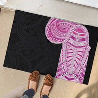 Samoan Art Tattoo Polynesian Pattern Rubber Doormat Pink Out Color