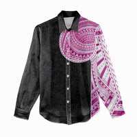 Samoan Art Tattoo Polynesian Pattern Women Casual Shirt Pink Out Color