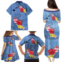 Bula Fiji Hibiscus and Plumeria Flowers Family Matching Puletasi and Hawaiian Shirt Tapa Tattoo Polynesian Pattern LT03 - Polynesian Pride