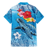 Hawaii Sea Turtle and Tropical Flowers Family Matching Mermaid Dress and Hawaiian Shirt Polynesian Tattoo Undersea Vibe LT03 - Polynesian Pride