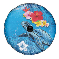 Hawaii Sea Turtle and Tropical Flowers Spare Tire Cover Polynesian Tattoo Undersea Vibe LT03 - Polynesian Pride