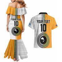 Custom Fiji and Australia Rugby Couples Matching Mermaid Dress and Hawaiian Shirt Aboriginal and Fijian Masi Pattern LT03 - Polynesian Pride