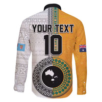 Custom Fiji and Australia Rugby Family Matching Summer Maxi Dress and Hawaiian Shirt Aboriginal and Fijian Masi Pattern LT03 - Polynesian Pride