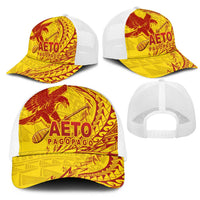American Samoa Pago Pago Aeto Mesh Trucker Cap Wingstyle Red-Gold Color - Polynesian Pride