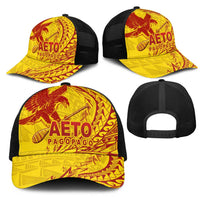 American Samoa Pago Pago Aeto Mesh Trucker Cap Wingstyle Red-Gold Color - Polynesian Pride