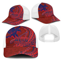 American Samoa Pago Pago Aeto Mesh Trucker Cap Wingstyle Red-Blue Color - Polynesian Pride